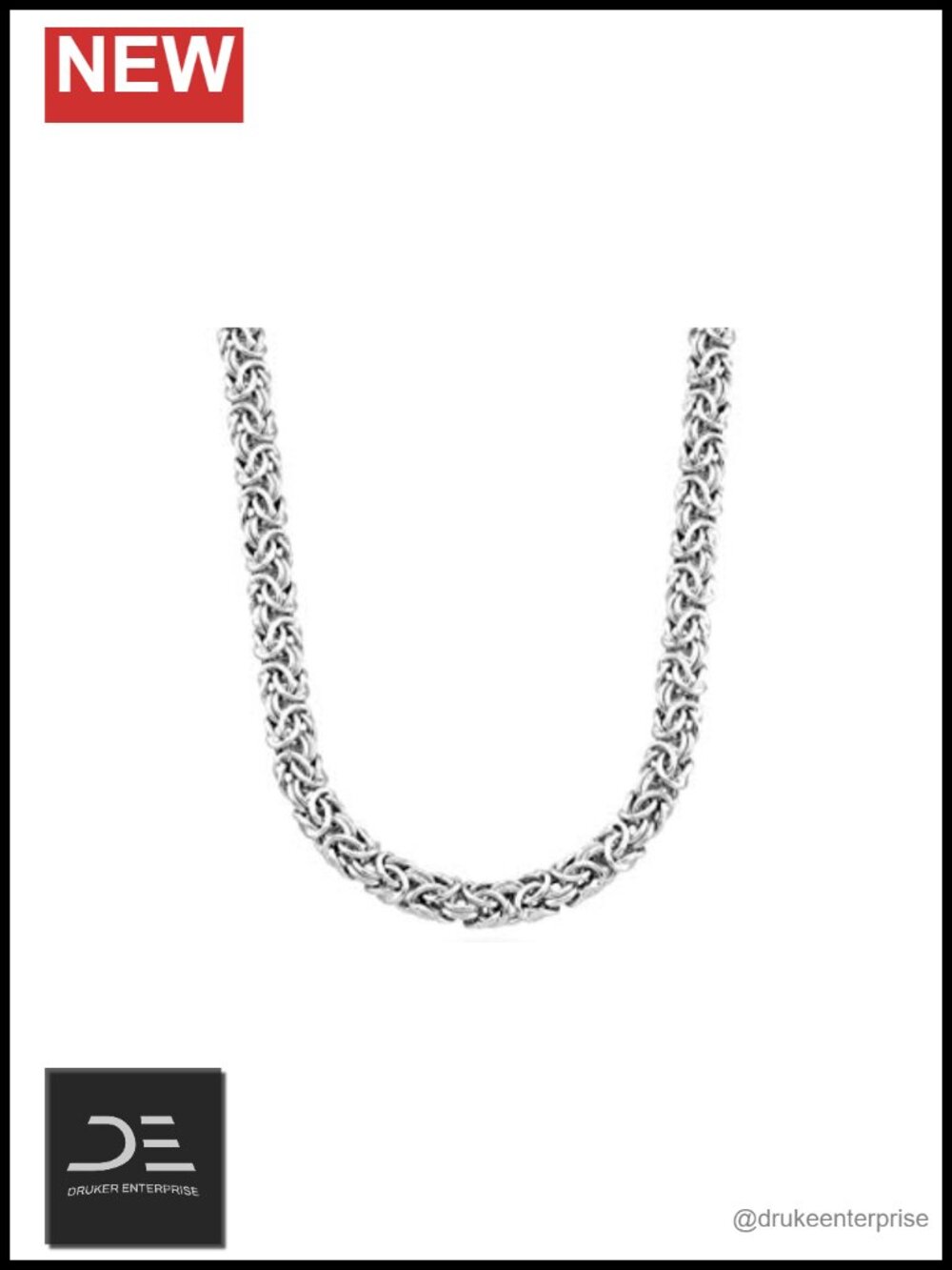 Handmade 925 Sterling Silver Byzantine Chain Necklace 18" Women's Jewelry